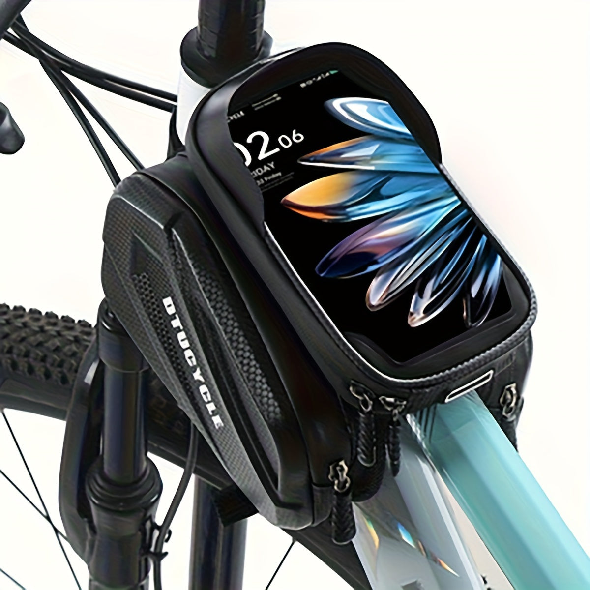 7-Inch Phone Front Frame Bag for Bicycles with a Touch Screen Hard Shell, Top Tube Storage Pouch for Cycling Additions