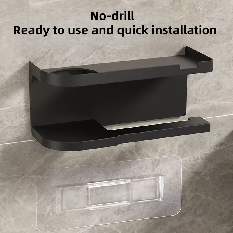 Modern & Wall-Mounted Toilet Paper Holder with Storage Shelf & Drawer - Space-Saving Bathroom Organizer with Knob, Multi-Tier Shelving System, Space-Saving Design for Home & Hotel Bathrooms, Toilet Paper Dispenser & (No Space