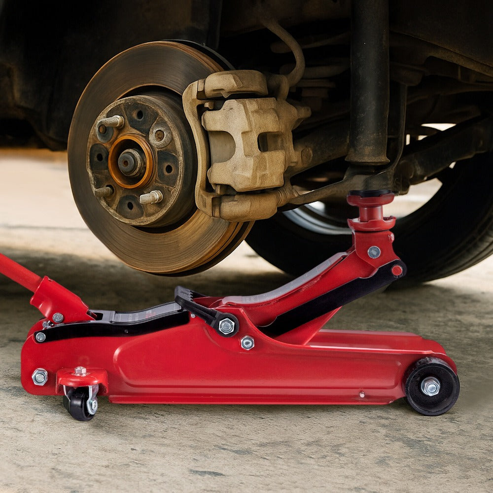 Flat Tire or Mechanical Issues? No Worries, 2.5 Ton Hydraulic Low Profile Floor Jack Heavy Duty Trolley Lift for Car Van Truck Trailer Auto Repairing Garage Tool (Red)