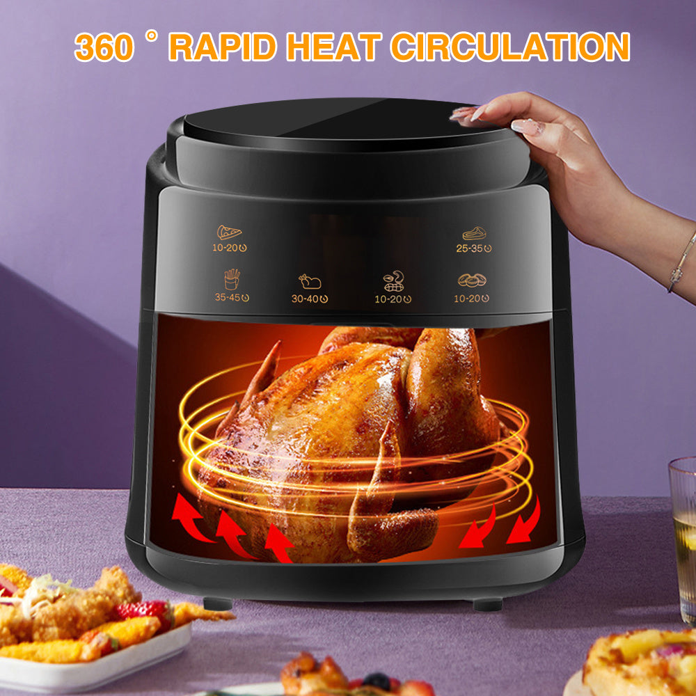 8L Air Fryer Oven,1400W Black Digital Air Fryer, Hot Air Convection Oven with Smart Touch, Timer & Temperature Control, Oil-Less Cooking, perfect for Home Kitchen, Small Restaurants, Apartments Countertop Oven, Fast Cooking F