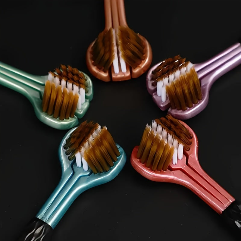 5-Pack Set V-Shaped Three-Sided Manual Toothbrushes for Adults - Soft Nylon Bristles, Full Head Coverage, Unscented, Deep Cleaning for Gum Health, Formaldehyde-Free, Unisex