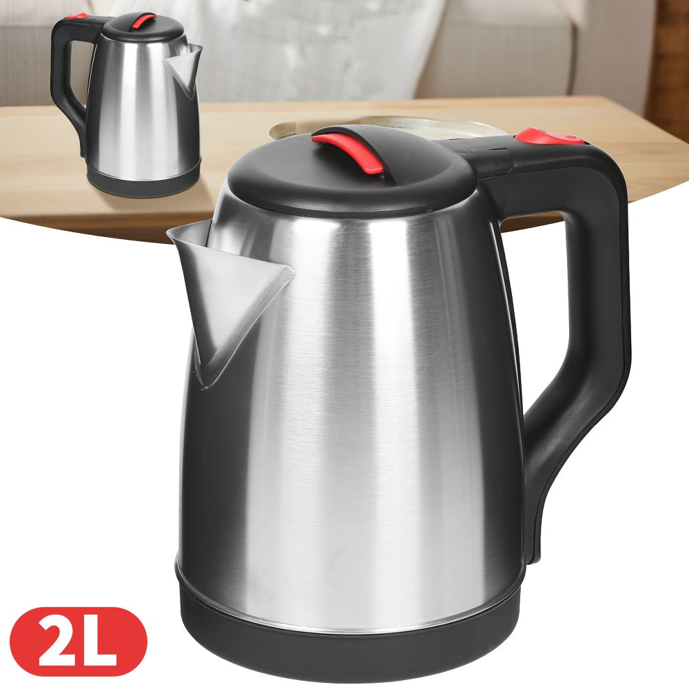 2L 1800W Stainless Steel Electric Kettle with Fast Boiling, Anti-Scald Protection & Ergonomic Handle - Portable Design for Home, Office, Camping, or Travel