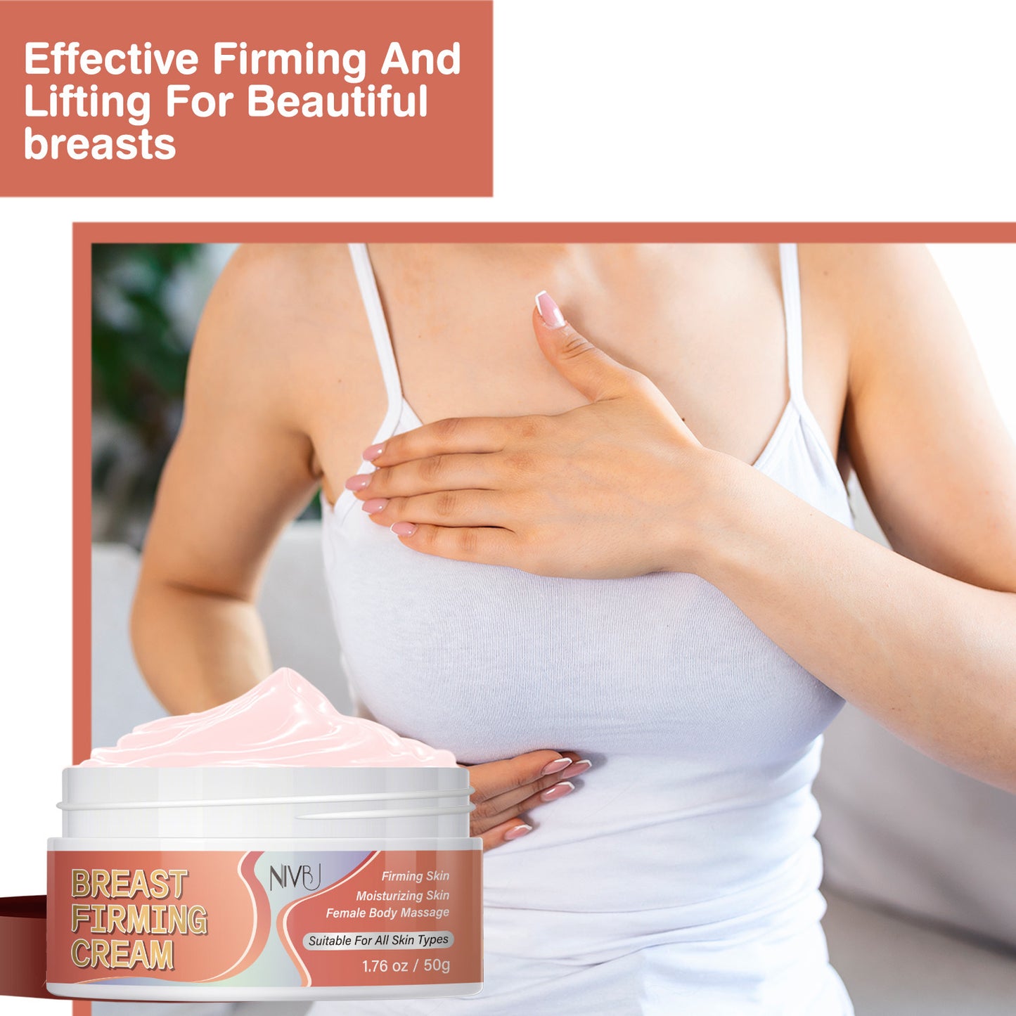 Breast Firming & Lifting Cream with Jojoba Oil, Honey, Caffeine & Vitamin E - Natural Botanical Formula for Sagging Breasts, Moisturizing & Firming, for all Light Tones, Breast Firming Cream, Skincare, Natural Ingredients, Sk