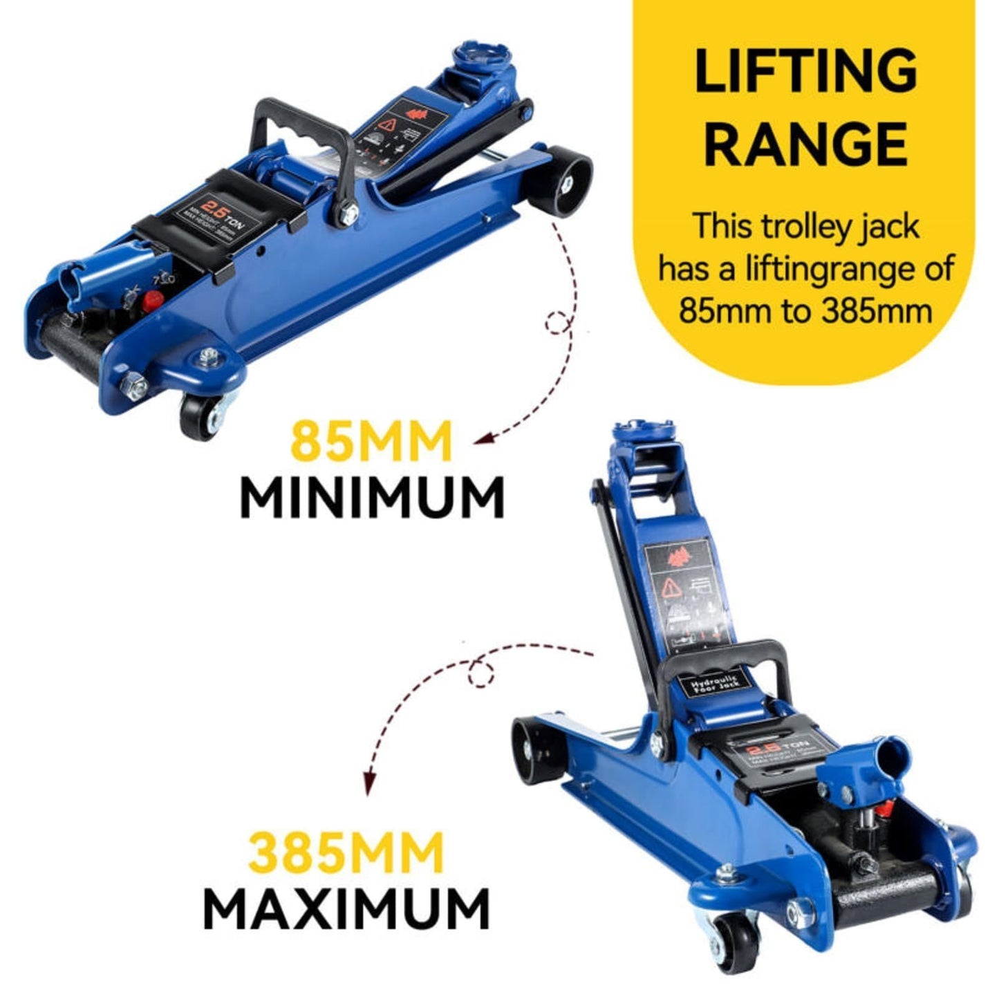 Flat Tire or Mechanical Issues? No Worries, 2.5 Ton Hydraulic Low Profile Floor Jack Heavy Duty Trolley Lift for Car Van Truck Trailer Auto Repairing Garage Tool (Red)