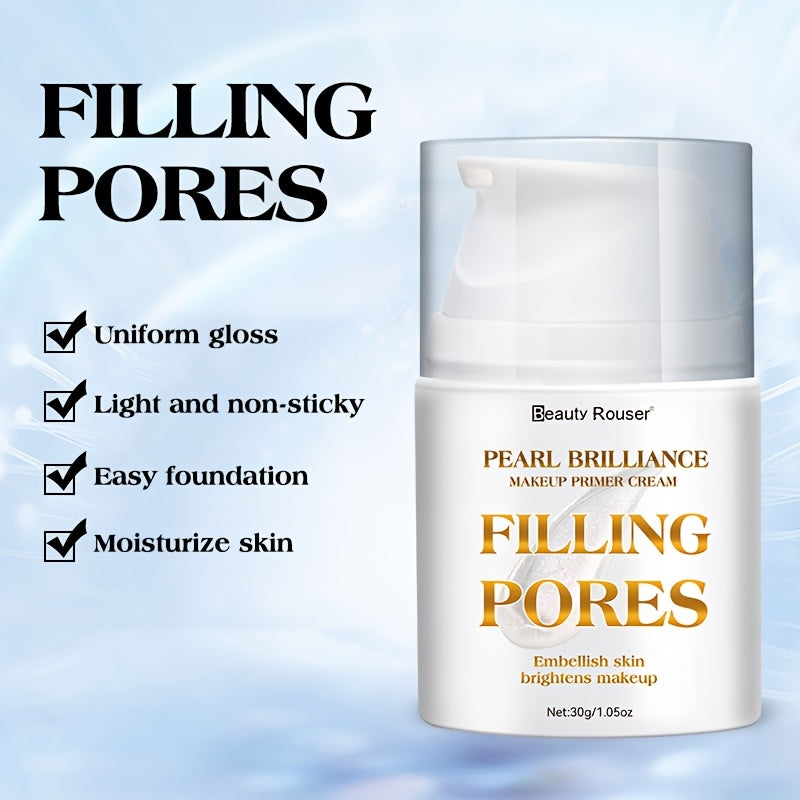 Beauty Rouser Pearl Korean Beauty Makeup Primer, Flawless Shine, Pore Filling, Oil Control Vitamin E, Long-Lasting, Moisturizing Pre-Makeup Cream, 1.4 Fl Oz (40ml) - Transparent, Non-Greasy, Smooth Texture for Flawless Makeup