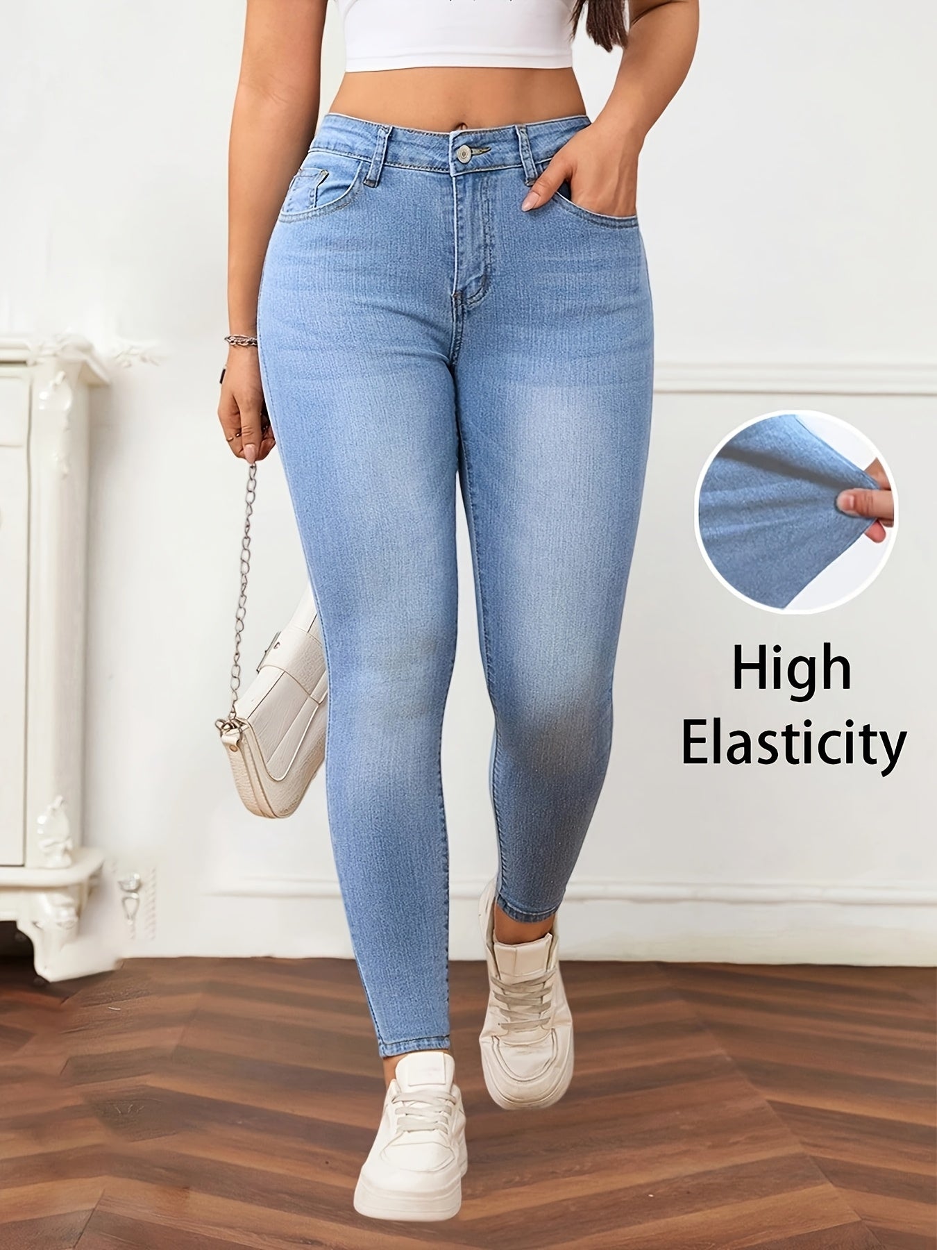 NEW UK Size Women Denim Blue Jean Pants Stylish Skinny Jeans with a Cat Whisker Design Girls Casual Streetwear Clothing