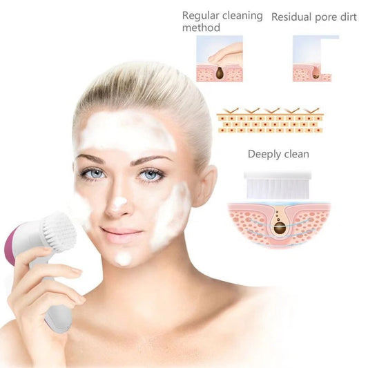 NEW Arrivals 5-in-1 Multi-Functional Facial Cleansing Device - Electric Facial Cleansing Brush - Used for Exfoliation, Skincare - Women's Rotating Cleaning Tool - Battery Powered Skin Care Supplies