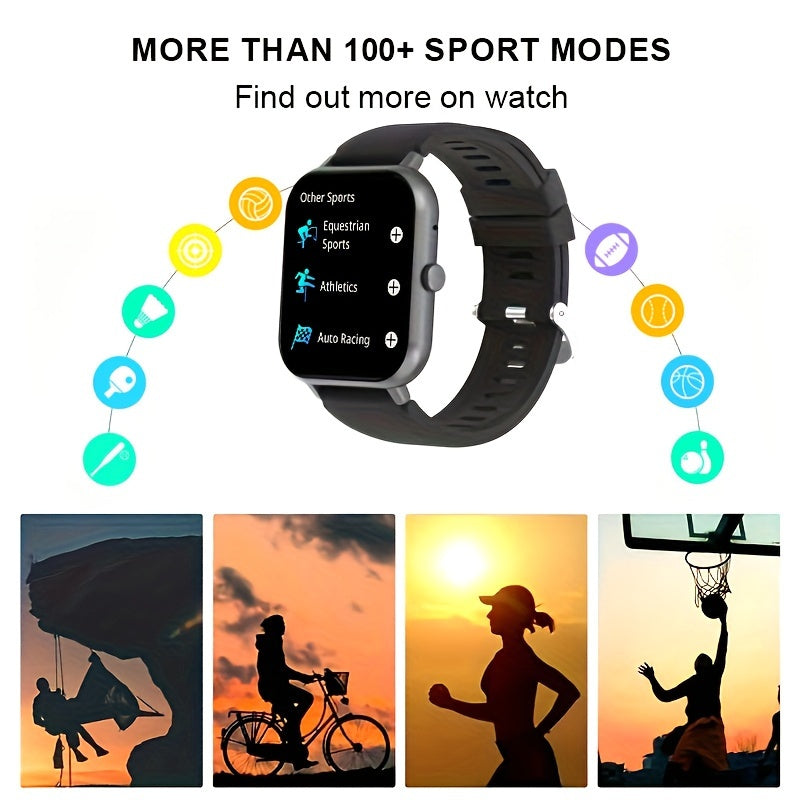 NEW  Smartwatch for Men & Women - 4.65cm Full Touch Screen, Android/for iPhone Compatible, High Quality, 100+ Exercise Modes, Pedometer, Distance, Calories, Stopwatch & Weather Updates, Rechargeable Lithium Battery, Casual De