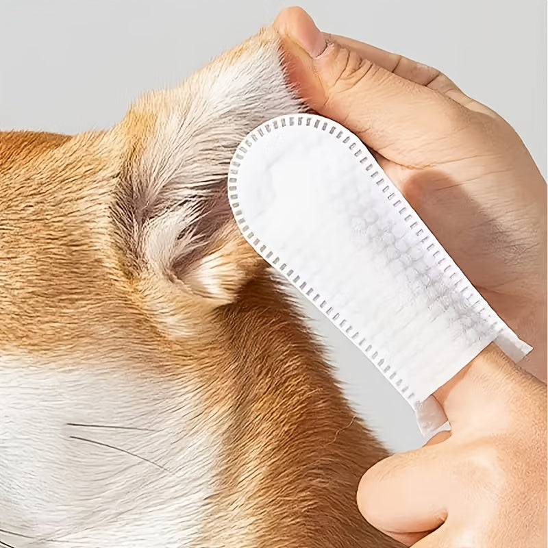 52 PCS Set of Pet Cleaning Finger Wipes, Disposable Finger Wipes Suitable for Cats And Dogs, Essential for Removing Tartar, Cleaning Ears, And Teeth Freshening Breath, Pet Oral Care, Dust-Free Cleaning, Easy-To-Use Wipes, Gen