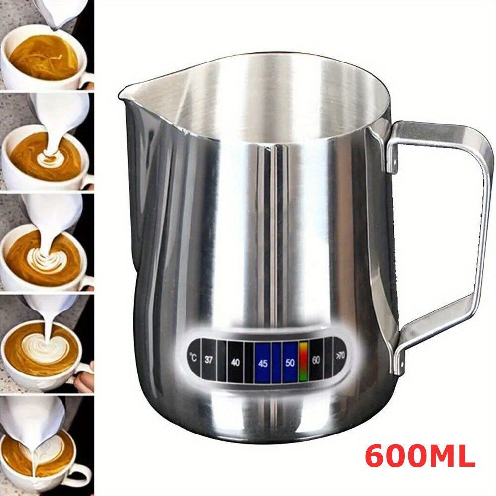 NEW Coffee Milk Frothing Jug Frother Latte Container Metal Pitcher with Thermometer