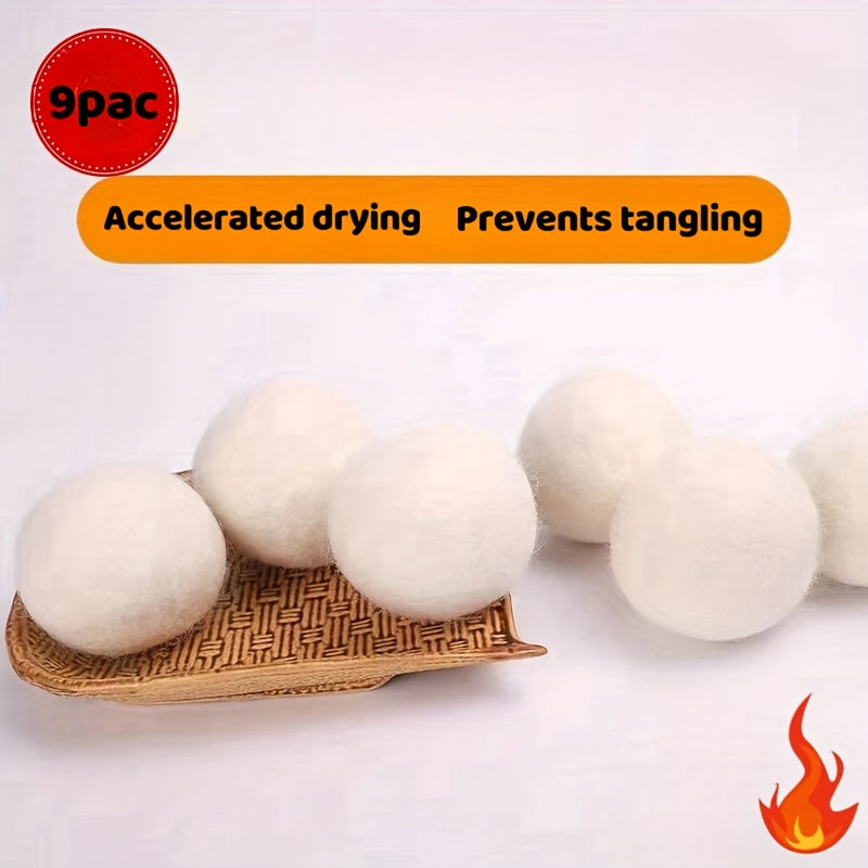 New Zealand Wool Drying Balls 9-PCS St  Laundry Drying Balls - Anti-Tangle, Quick-Dry Clothes Dryer Balls, Prevents Wrinkles & Tangles, Soft Wool Laundry Balls for Delicates, Down Jackets, Shirts, Pants - Compatible with All