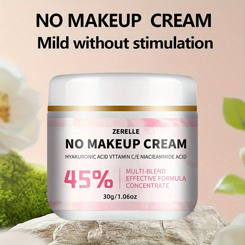 No Makeup Cream - 60gr Korean Hydrating Tinted Moisturizer with Avocado Oil, Glycerol & Vitamin E - Hypoallergenic, Natural Finish Cream for All Skin Types - Firming, Even Light Beige Bottle