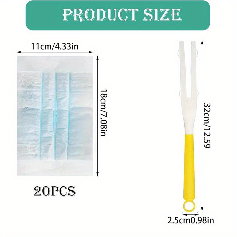 20 PCS Set + Handle Fluffy Dust Cleaner Replacement Heads with 1 Handle- Microfiber Replacement Heads for Lightning Dust Magnet, Suitable for Single and Repeated Use, Ideal for Living Room, Bedroom, Kitchen, and Furniture Cle