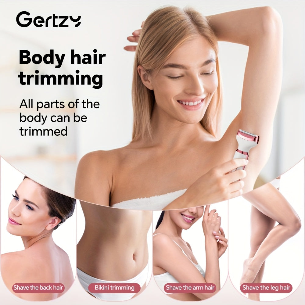 4-In-1 Set Rechargeable Electric Shaver for Women - Trimmer for Face, Nose, Legs, Underarms, And Bikini Area - Suitable for Wet And Dry Use, Pain-Free Grooming Set - Compact And Rechargeable, Perfect Gift