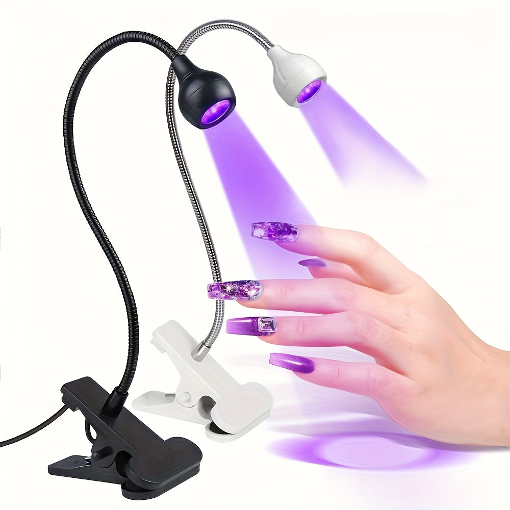 LED Light Clip-on Flexible Metal Tube USB Mini Gel Lamp Desk Nail Dryer for DIY Manicure, Suitable for Indoor Bedroom Home Decor Living Room, Desk Accessories. Perfect Christmas/Valentine's Day Birthday Gift, Nail Lamp, Nail