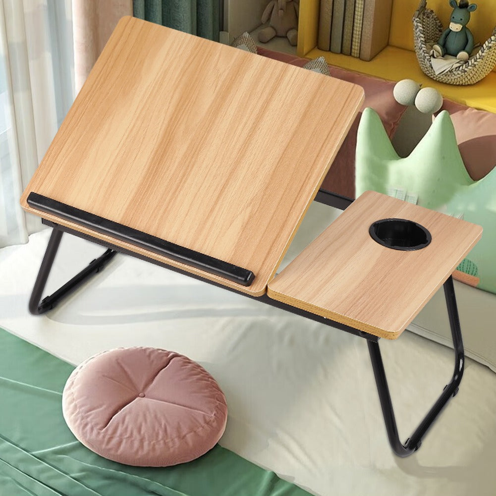 Laptop Desk Laptop Bed Table with Foldable Legs and Cup Slot, Reading Holder Notebook Stand with Adjustable Height Angle, Laptop Bed Tray for Bed Sofa Breakfast Work Study Reading