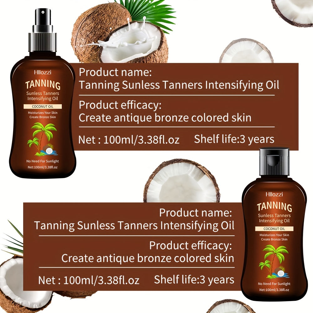 100Ml /3.38Fl.Oz Coconut Tanning Oil for a Waterproof And Long-Lasting Tan, Suitable for Indoor Use, with Moisturizing And Hydrating Properties. Comes in a Spray Bottle And Flip-Top for Easy And Convenient Carrying, Free from