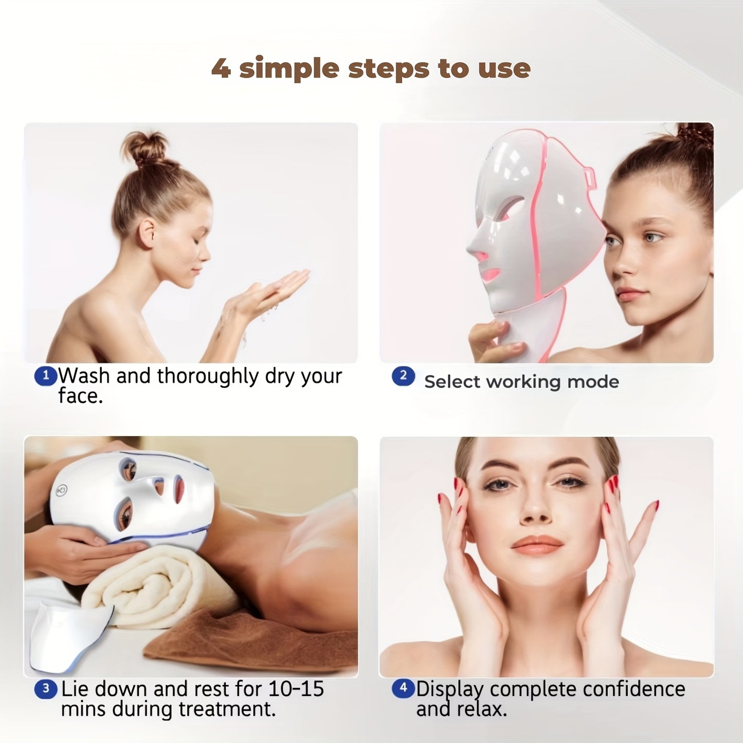 138 Pearl LED Facial Mask Beauty Device, USB Charging 7-In-1 Facial And Neck Care Instrument with 7 Automatic Modes, Designed Specifically for The Face And Neck, Suitable for Home And Travel, Offering Salon-Quality Care