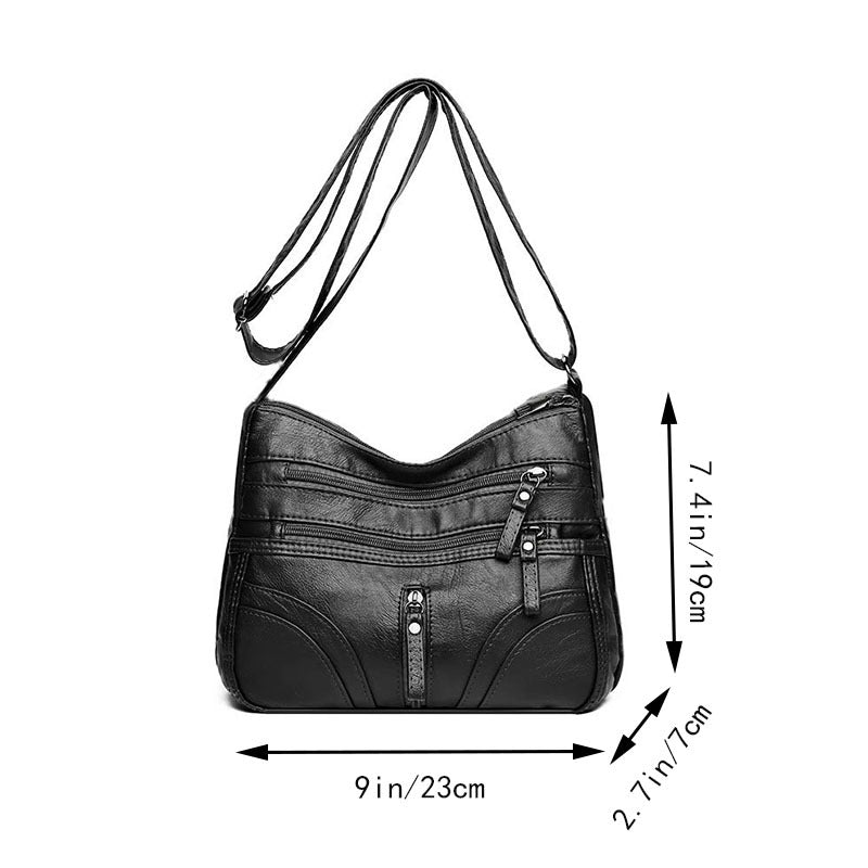 Women's Single Shoulder Bag - Multi-layered New Style Fashionable and Versatile Crossbody Bag for Both Men and Women, Suitable for Casual Use. [The Zipper Direction Is Random]