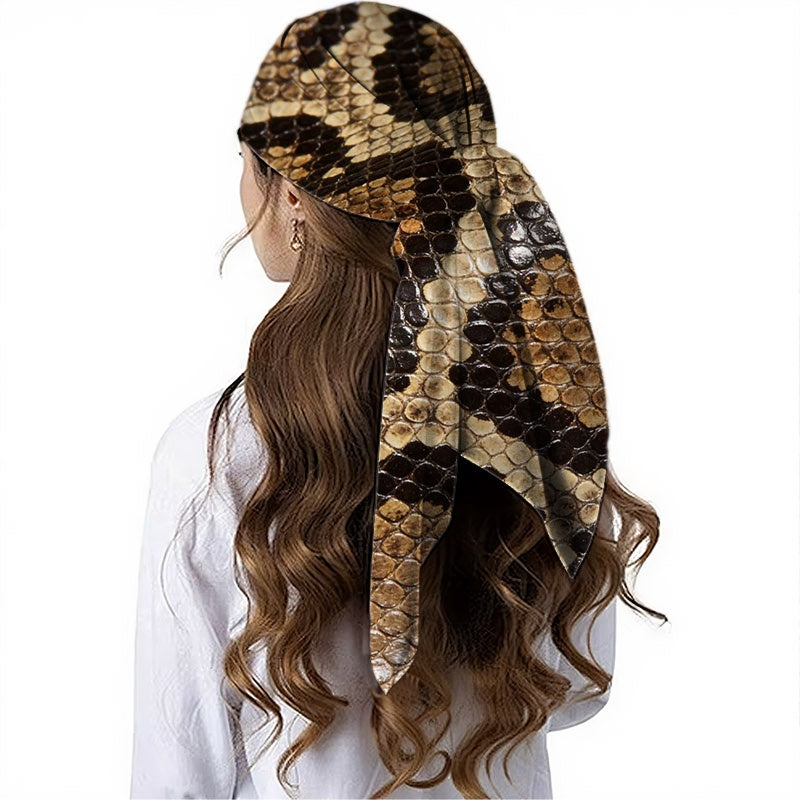 90x90 cm Ladies' Scarf Featuring a Snake Skin Design, Can Use as a Tank Top Made from Single-Sided. This Fashionable Headwrap Is Perfect for Any Season And Makes a Great Gift for Women for Everyday Use Or Parties, Showcasing