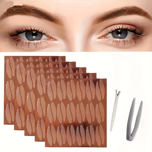 NEW 36 PCS Droplet-Shaped Double Eyelid Stickers + Tweezers + Fork Designed to Enhance The Appearance of Round, Naturally Large Eyes. For Sagging Eyelids They Feature a Curved Design for Easier Application
