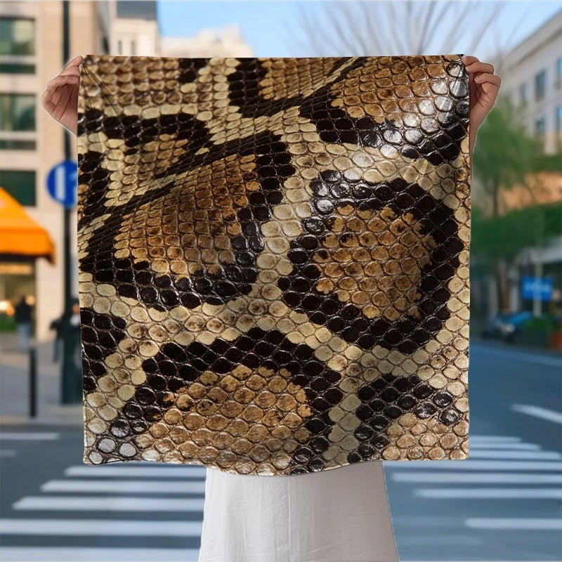 90x90 cm Ladies' Scarf Featuring a Snake Skin Design, Can Use as a Tank Top Made from Single-Sided. This Fashionable Headwrap Is Perfect for Any Season And Makes a Great Gift for Women for Everyday Use Or Parties, Showcasing