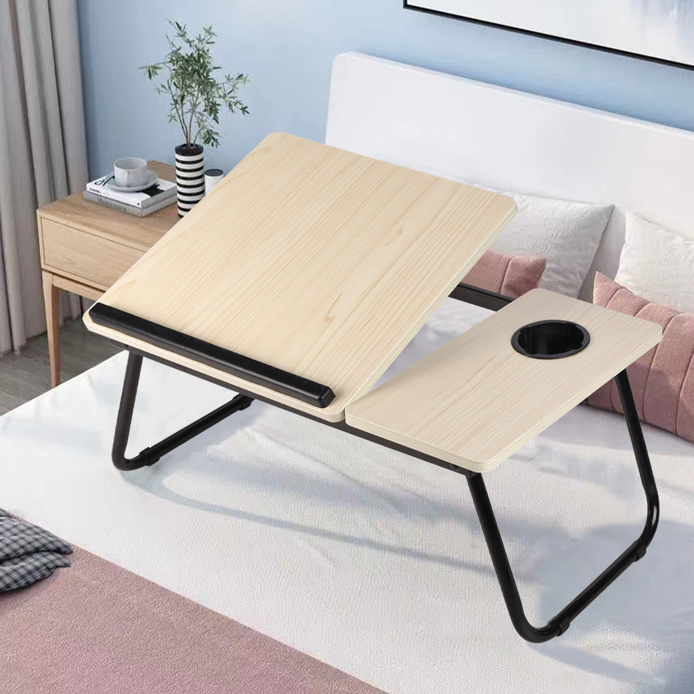 Laptop Desk Laptop Bed Table with Foldable Legs and Cup Slot, Reading Holder Notebook Stand with Adjustable Height Angle, Laptop Bed Tray for Bed Sofa Breakfast Work Study Reading