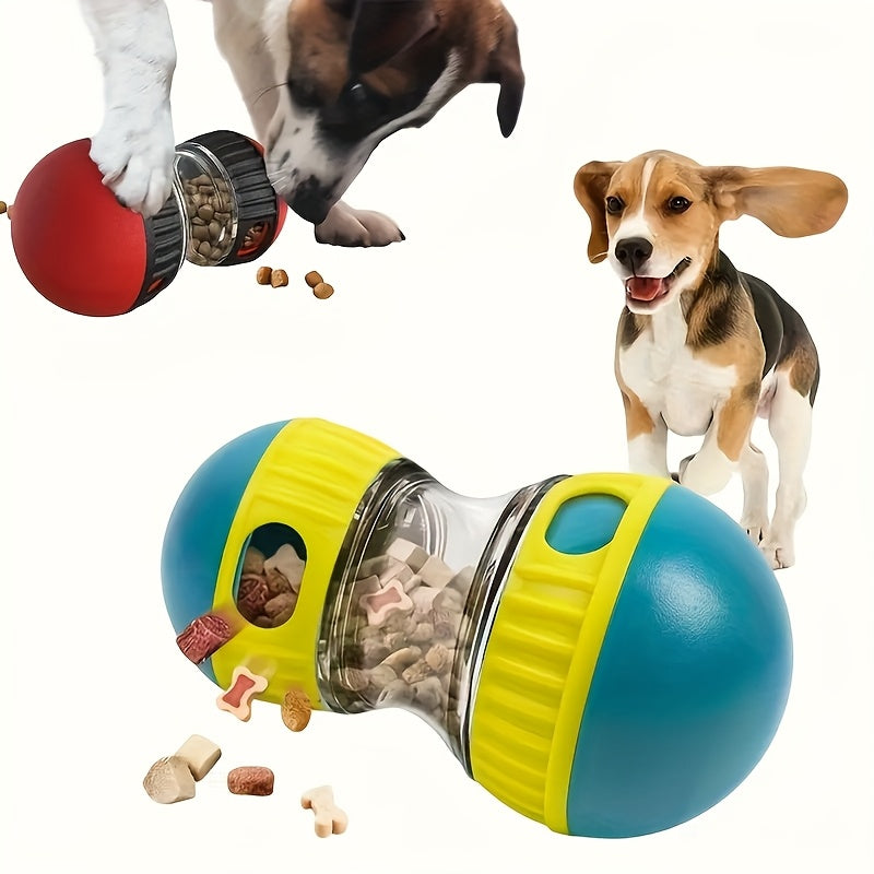 Interactive Treat Dispenser Toy for Cats And Dogs - Features a Rotating Swing Design, Suitable for All Breeds As a Slow Feeder, Made of Blue And Yellow Plastic, Promoting Fun And Healthy Eating for Pets, Without Battery