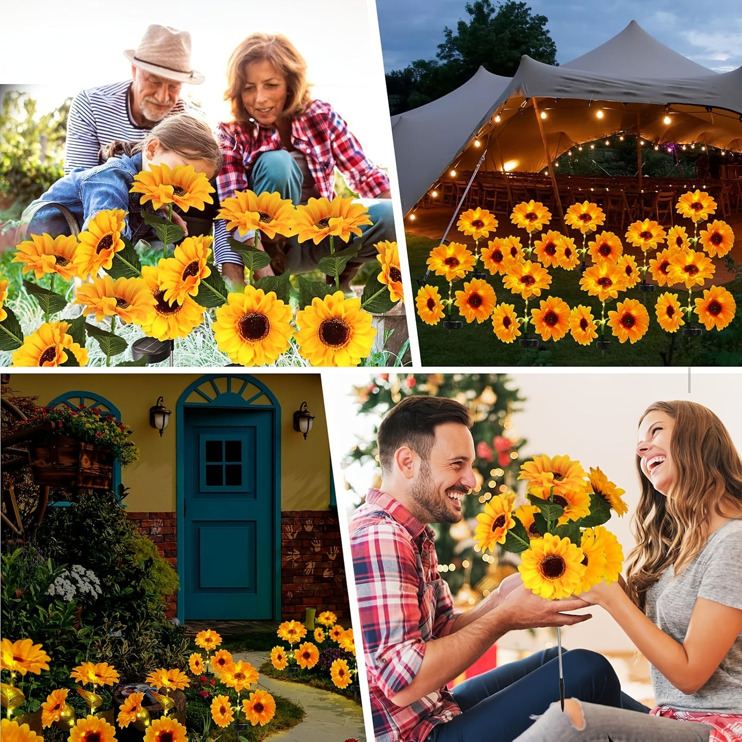 NEW Solar- LED Sunflower Outdoor - Realistic Flowering Garden Lamp with Motion, Solar Panel & Auto On/Off Timer - Durable Plastic Construction for Lawn, Balcony, Patio, Pathway - Landscape Lighting Decoration with Semi-Embedd