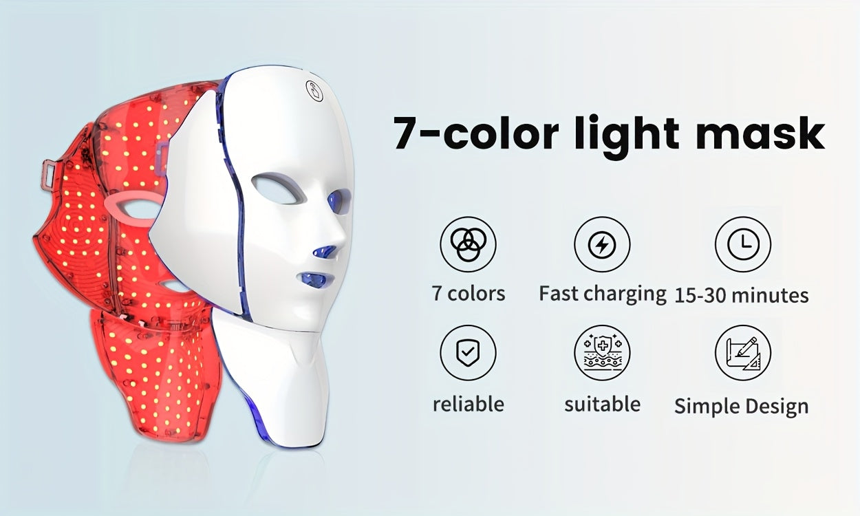 7-Color Multifunctional Portable Facial and Neck Mask Machine | USB Charging, 600mAh Rechargeable Battery, Touch Screen, Wireless, Reusable, Suitable for Both Men and Women, Ideal for Home and Salon Use, Perfect Valentine'S D