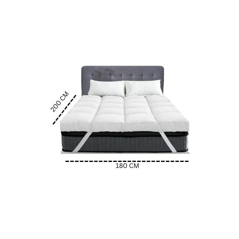 Luxury Hotel Top Quality Grey Mattress Topper 180x200cm Deep High Loft Thick Plush Mattress Pad, Soft Bed Topper, Hollowfiber Filling Secure Fit, Soft & Brushed Microfiber Top Elasticized Corner Straps fits up to 40 CM Single
