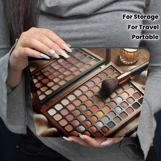 Makeup Bag Featuring a Colorful Makeup Palette, Made of Linen Material, Portable And Foldable, Suitable for Both Men And Women, with a Zipper Closure. Ideal for Friendship, Birthdays, Valentine's Day, Graduations, Holiday Gif