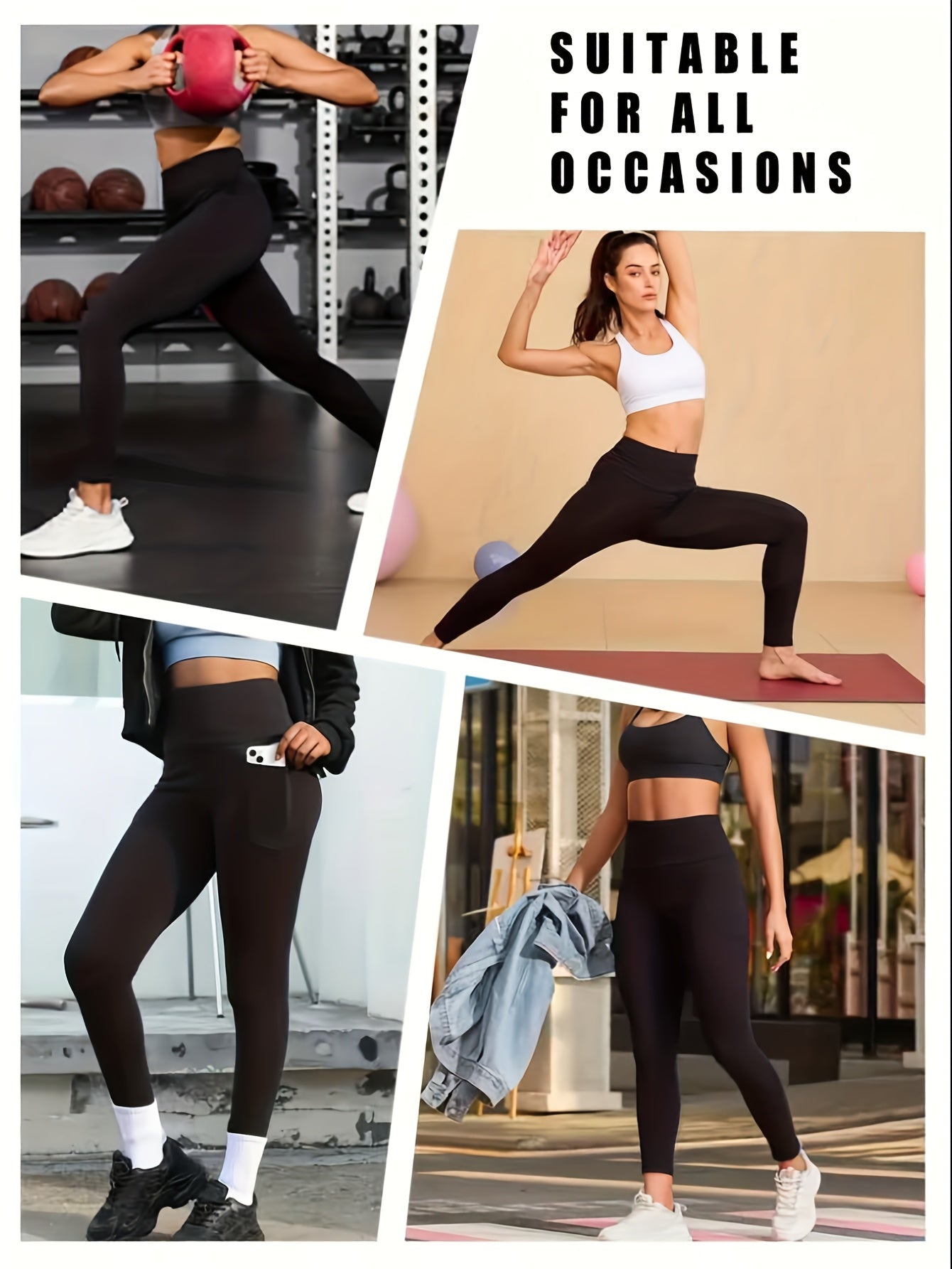 For Big Girls L-5XL UK(16-26) Plus Size Curvy Women's High-Waisted Yoga Pants - Non-Bulky Workout Leggings with Tummy Control, All-Season Stretchy Fitness Pants for Running, Gym, Yoga, Casual - Non-Slip Grip, Side Pockets - B
