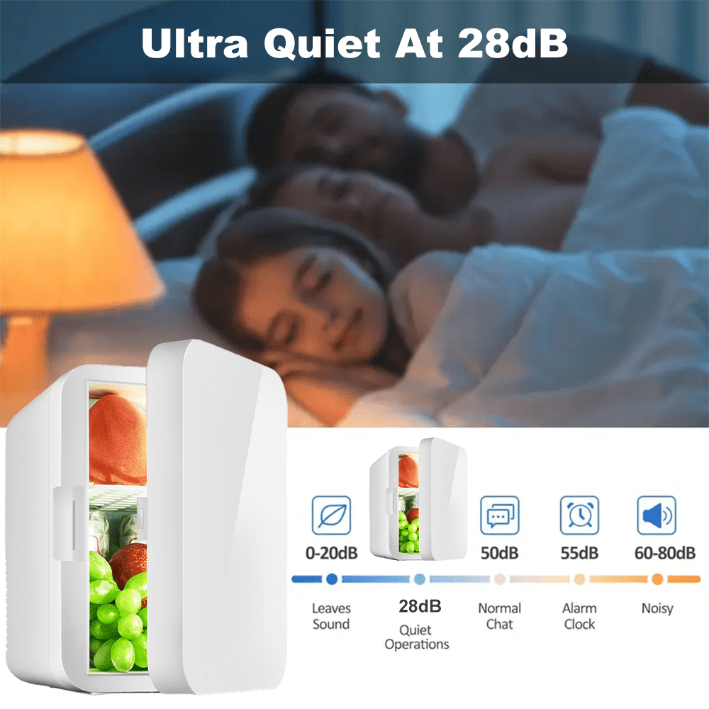 NEW Fridge With Dimmable LED Light Mirror, 8L Makeup Mini Fridge For Bedroom, Office & Dorm, Cooler & Warmer, Portable Small Refrigerator Food, White Travel Car Camping Refrigerator