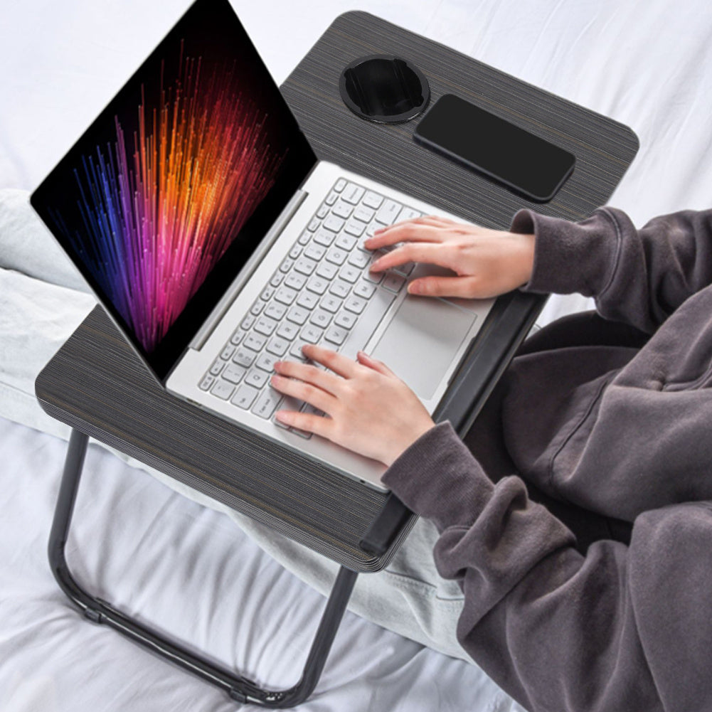 Laptop Desk Laptop Bed Table with Foldable Legs and Cup Slot, Reading Holder Notebook Stand with Adjustable Height Angle, Laptop Bed Tray for Bed Sofa Breakfast Work Study Reading