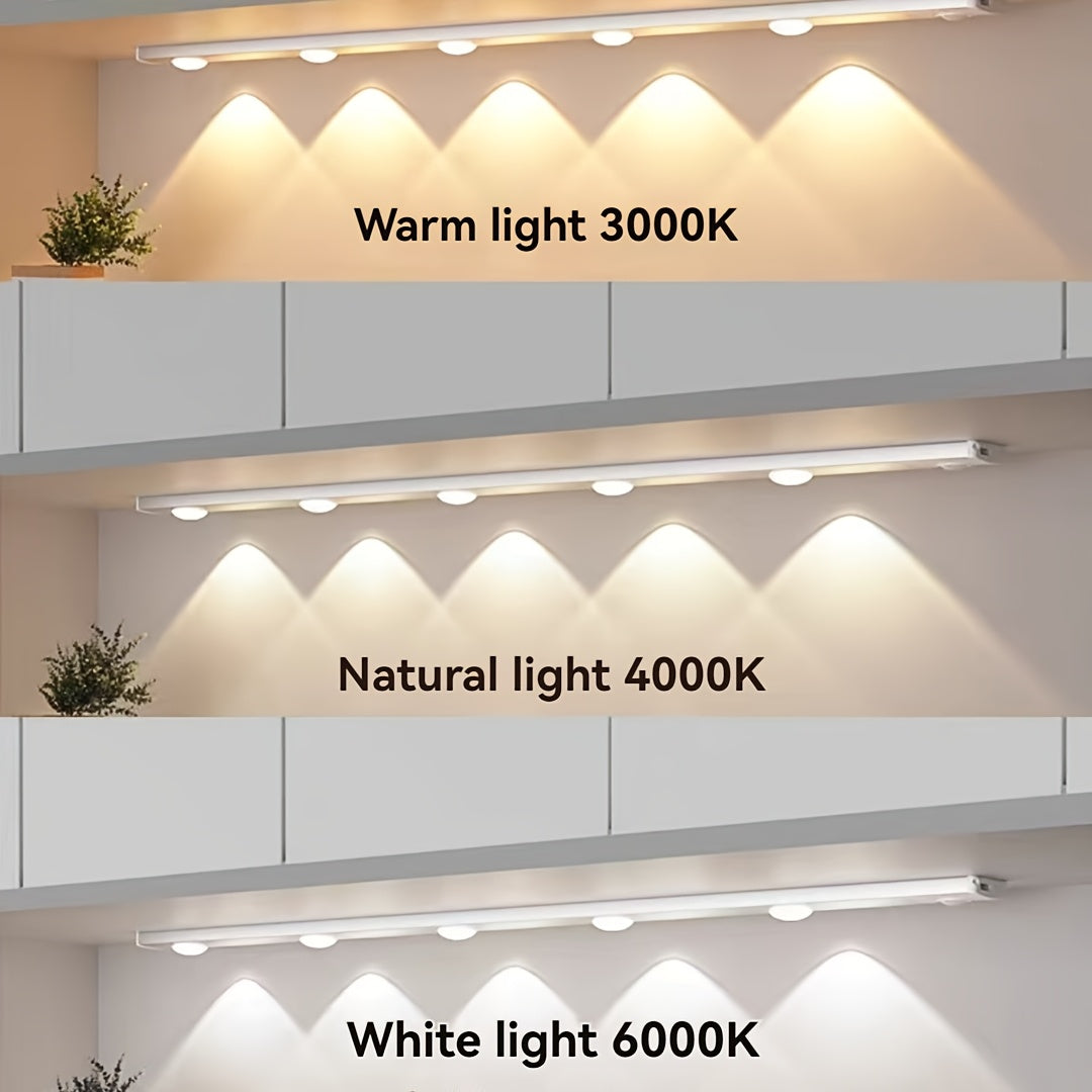 NEW Modern LED Motion Sensor Cabinet Light with Magnetic USB Charging, Wireless Motion Detection, Ultra-Thin Slim Profile, 3-Color Adjustable LED, Magnetic Ceiling/Wall/Bedside Lighting for Kitchen, Wardrobe, Bathroom, Displa