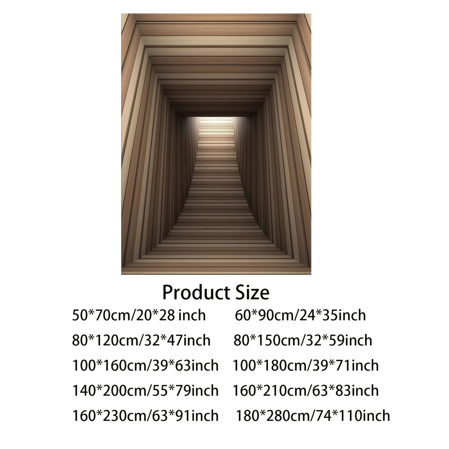 Small and Large Size (160x230cm) Tunnel Illusion Rug with 3D Optical Tunnel Effect & Vortex Tunnel - Tunnel Suitable for Living Room, Bedroom , Bathroom Office, Game Room - Machine Washable Modern Illusion Carpets