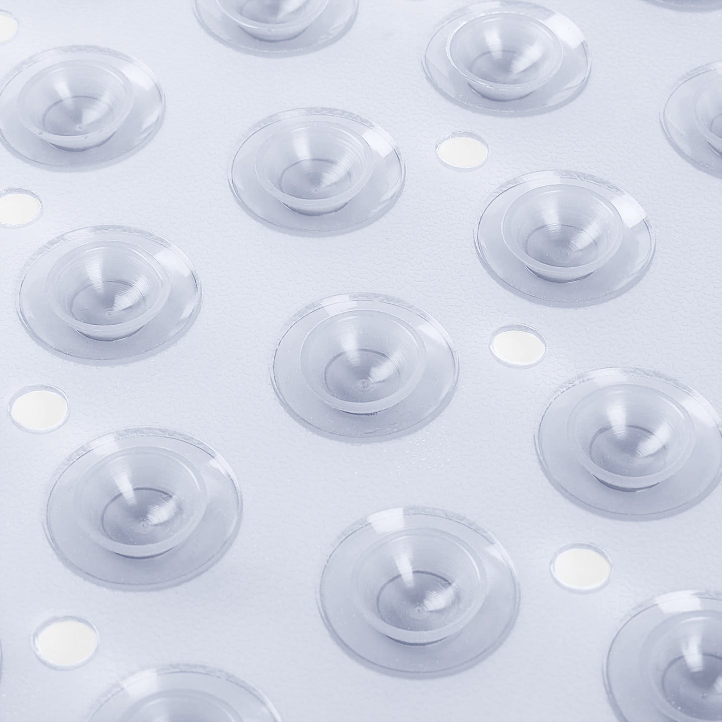 Large Shower Mat – Light Blue/Crystal/White Color Non-Slip, Strong Suction Cups & Drain Holes, Quick-Dry, Machine Washable, Durable & Comfortable for Bathtub and Bathroom Floor Use