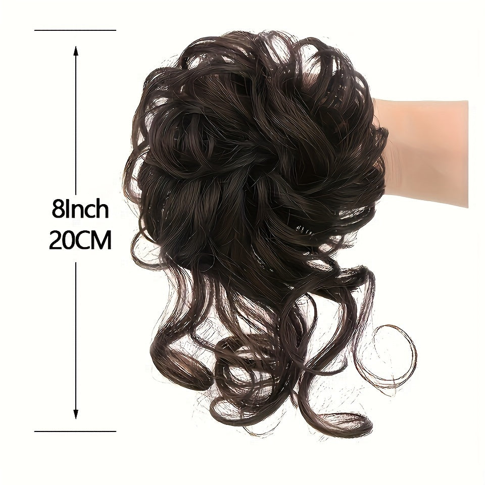 Hair Extension Add Volume And Style with Synthetic Messy Curly Ponytail Hair Bun Chignon Scrunchy Hair Band Women Hair Care Accessories