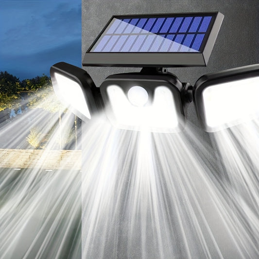 Solar LED Wall Light | Three-head Outdoor Lighting | IP55 | Solar-powered with Motion Sensor | Durable ABS and PC Materials | Ideal for Gardens, Courtyards, Garages | Halloween and Christmas Decorations