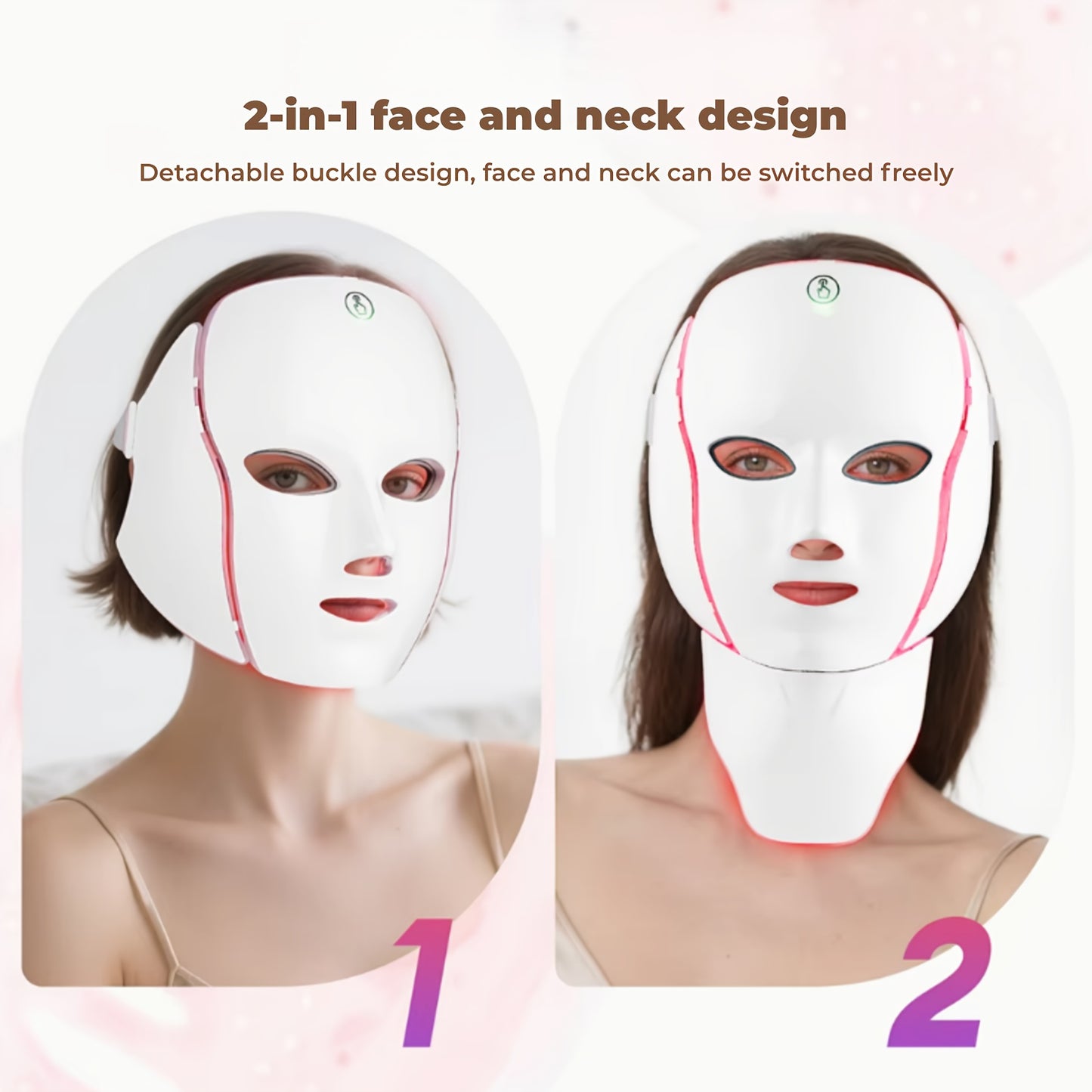 138 Pearl LED Facial Mask Beauty Device, USB Charging 7-In-1 Facial And Neck Care Instrument with 7 Automatic Modes, Designed Specifically for The Face And Neck, Suitable for Home And Travel, Offering Salon-Quality Care