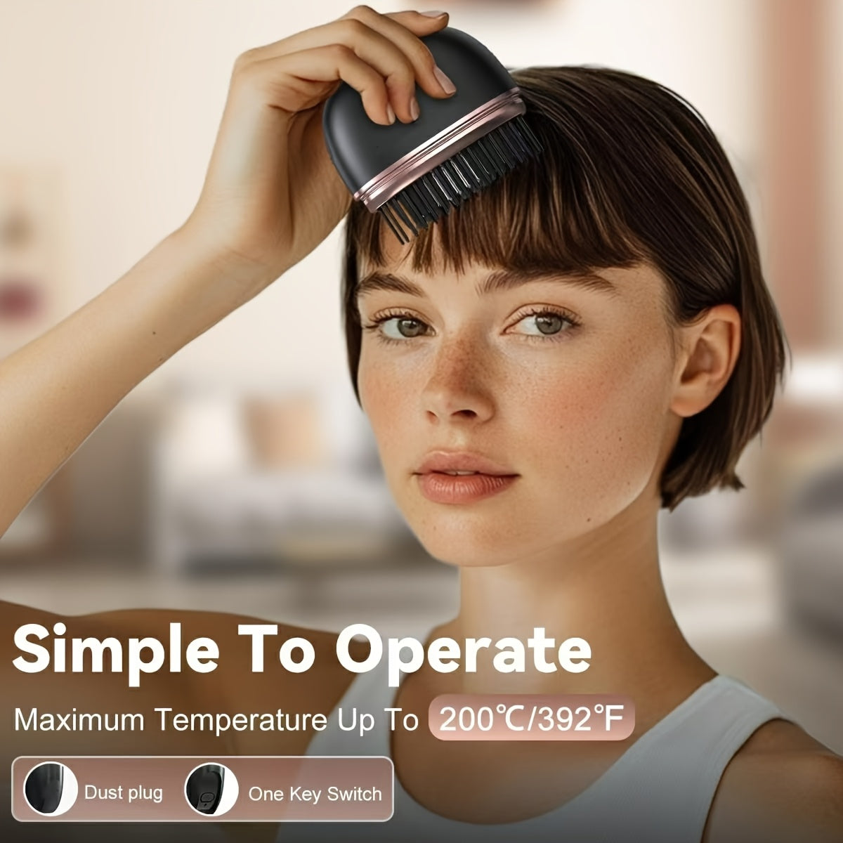 Wireless Compact Electric  Hair Straightening Comb for Bangs, Small And Portable Hair Straightening Brush, Pocket-Sized Cordless Straightener, Mini Heated Comb, Rechargeable USB Charging Hair Care Accessories