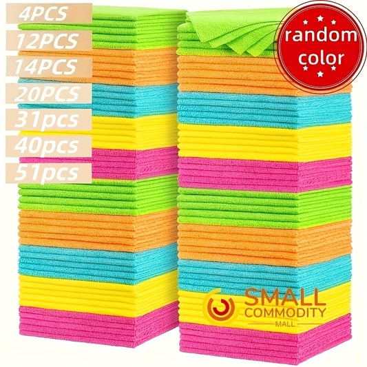 51/40/31/20/14 PCS Set Microfiber Cleaning Cloth Cleaning Rags for Household, Kitchen, 5 Random Colors Mixed Package Unspecified Color Green/Blue/Yellow/Orange/Pink
