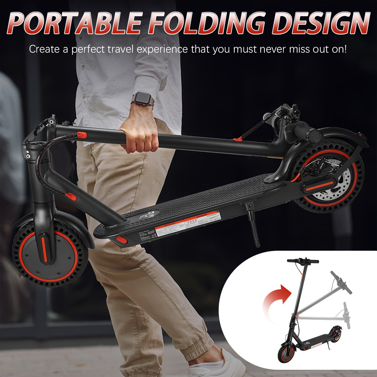 8, 5-inch Adult Folding Electric Scooter With LED Display Screen, Motor Power Range Of 350W, A-grade 10, 4Ah Lithium Battery, 3 Speed Modes, 15-30 Mile Range And 120kg Load, With Car Lock