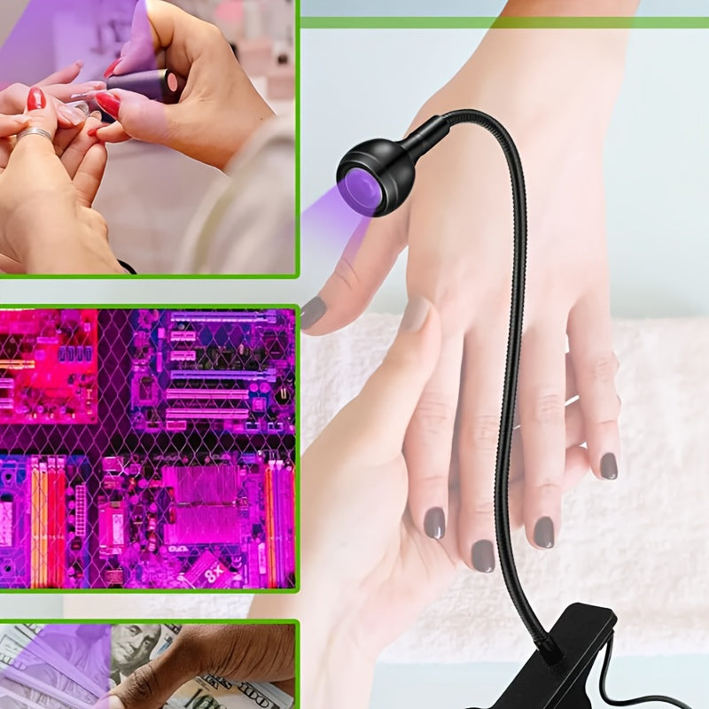 LED Light Clip-on Flexible Metal Tube USB Mini Gel Lamp Desk Nail Dryer for DIY Manicure, Suitable for Indoor Bedroom Home Decor Living Room, Desk Accessories. Perfect Christmas/Valentine's Day Birthday Gift, Nail Lamp, Nail