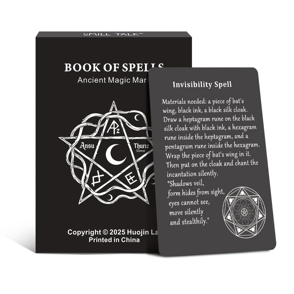 Book Of Spells | Tabletop Card Game Featuring 35 Dusty Forbidden Powers Of Divination And Oracle Cards | Perfect For Halloween/Christmas/Thanksgiving Gifts, Ideal For Game Nights | Smile Talk