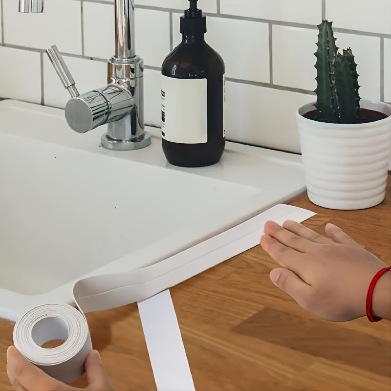 5M Super Adhesive Waterproof White Self-Sealing Strip Tape, Washbasin Bathtub PVC Material, for Kitchen, Bathroom, Toilet, Living Room, Home Appliances, Household Items | Seamless Sealing Strip | Durable Sealant Strip