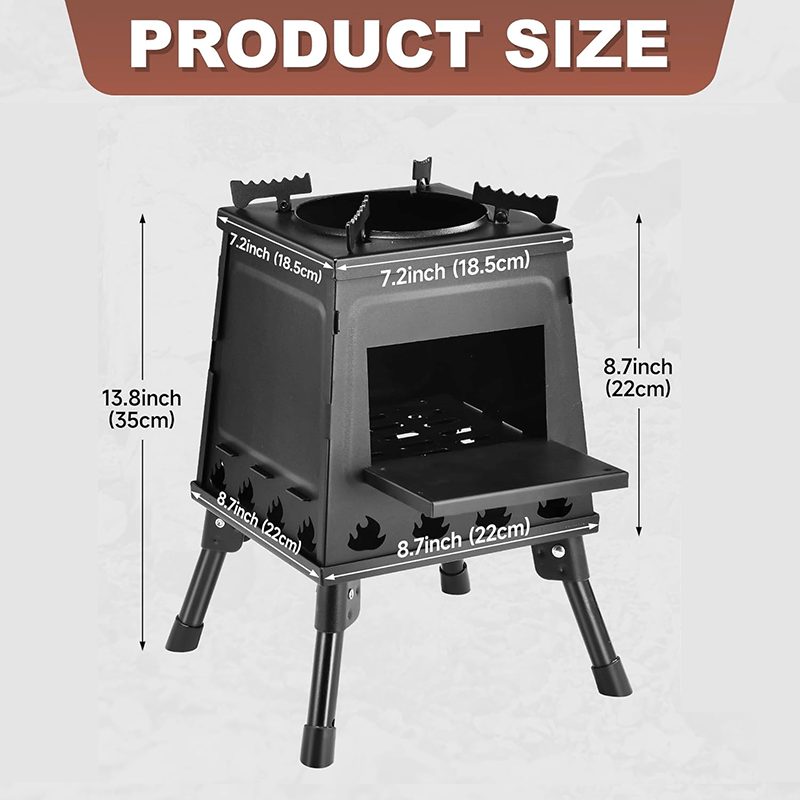 Heavy-Duty Portable Folding Fire Pit Stove - Wood Burning Camping Oven with Adjustable Pot Stand, Foldable Outdoor Cookstove for Camping, Backpacking, BBQ, Survival - Compatible with Wood/Charcoal/ (No Electricity)