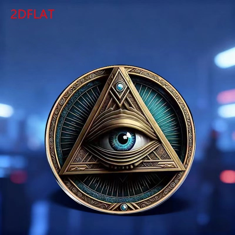 Illuminati Mysterious All-seeing Eye Brooch | Metal Three-dimensional Relief + Enamel Gradual Change Halo, Pyramid Geometry + Detail Synthetic Gemstonestone Decoration, Dark Niche Style