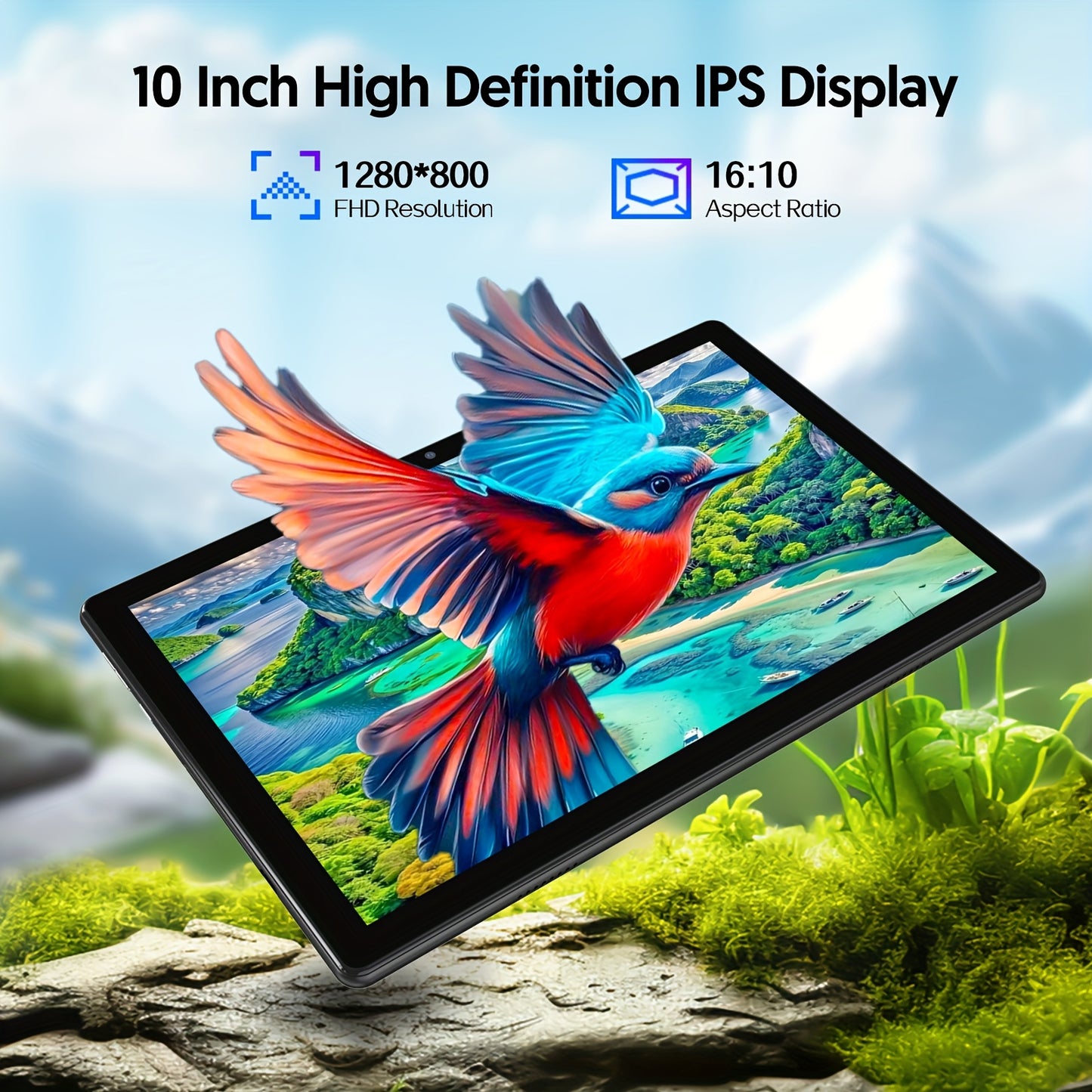 Full Set 10 Inch 2-in-1 Tablet with Keyboard/protective Case/mouse/stylus, Quad Core Android 15 Tablet 12 (3+9 Expansion) GB+64GB+1TB Expansion Tablet, 1280 * 800 IPS Touchscreen Tablet, 2.4G/5G WiFi 6, 2MP+8MP Dual Cameras,